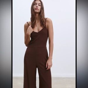 Audrey Paris Brown Flowy Romper Jumpsuit Medium